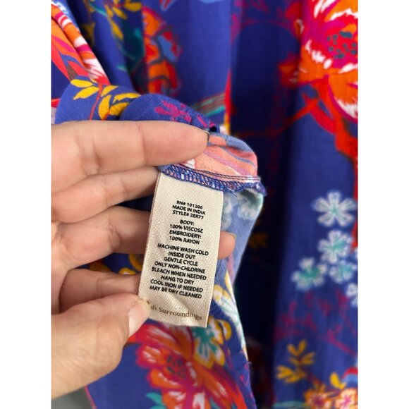 Soft Surroundings Hermosa Floral Button Front Top Embroidery Blouse Size S/M - Picture 6 of 6